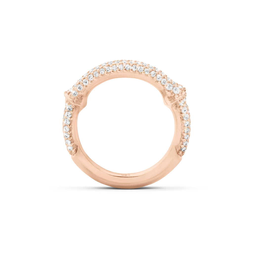 Nature Half Pavé 18K Rosegold Ring w. Diamonds