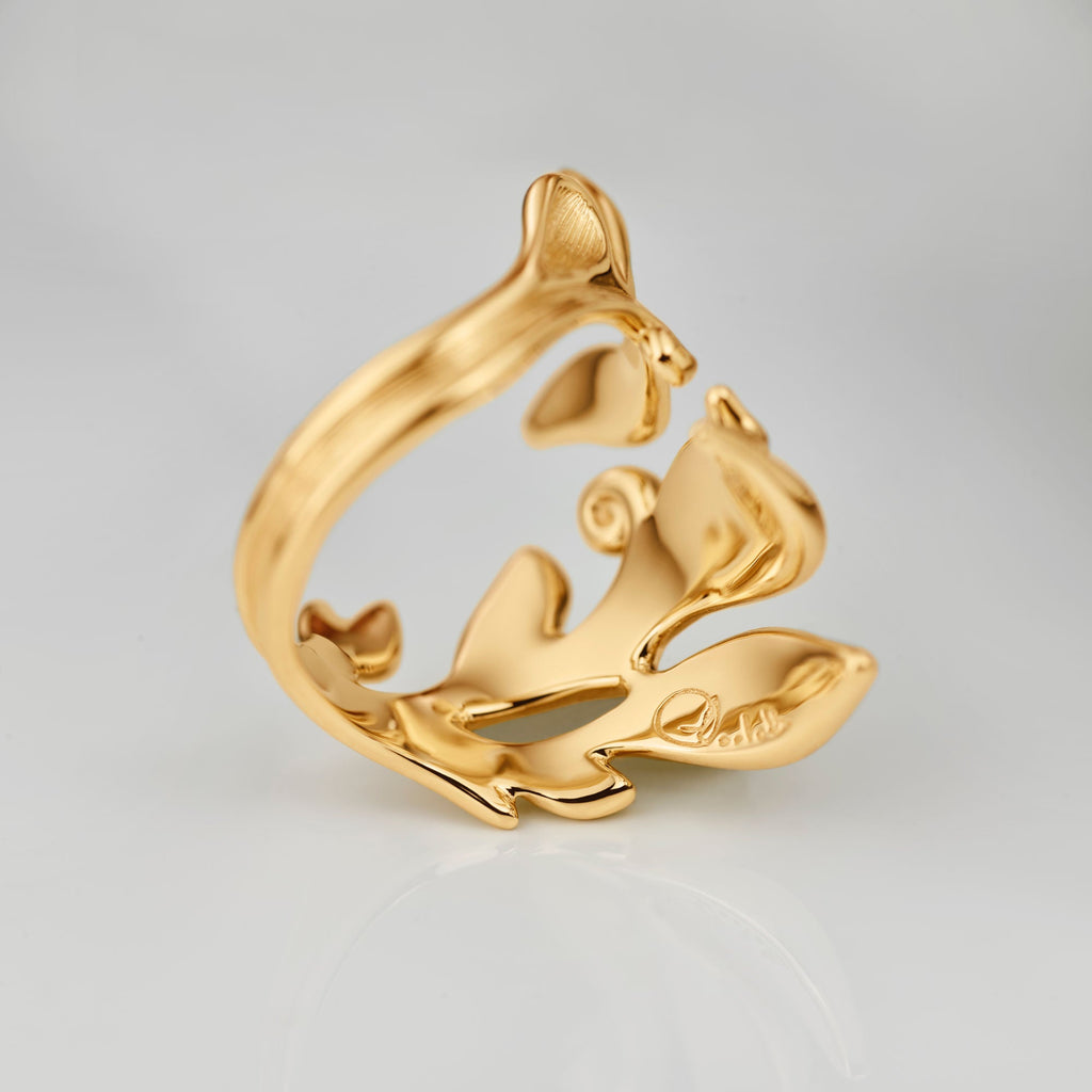 Forest Large 18K Gold Ring w. Diamond