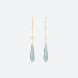 Shooting Stars 18K Gold Earring-pendant w. Diamonds & Aquamarine