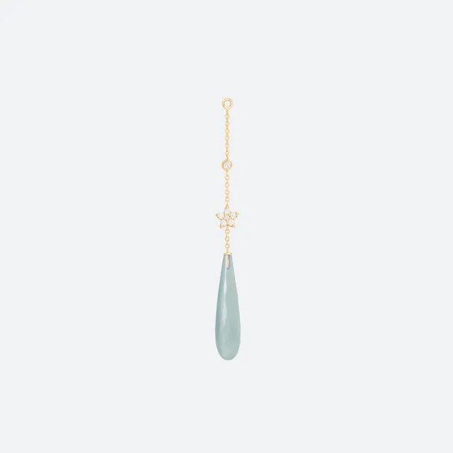 Shooting Stars 18K Gold Earring-pendant w. Diamonds & Aquamarine