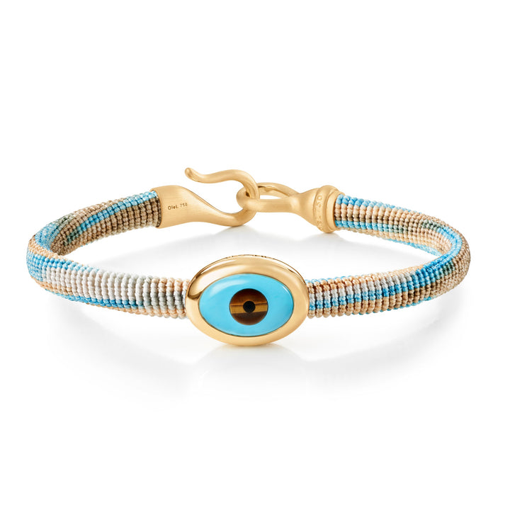 Life Cornflower Armband 6mm I 18K vergoldet I Böses Auge