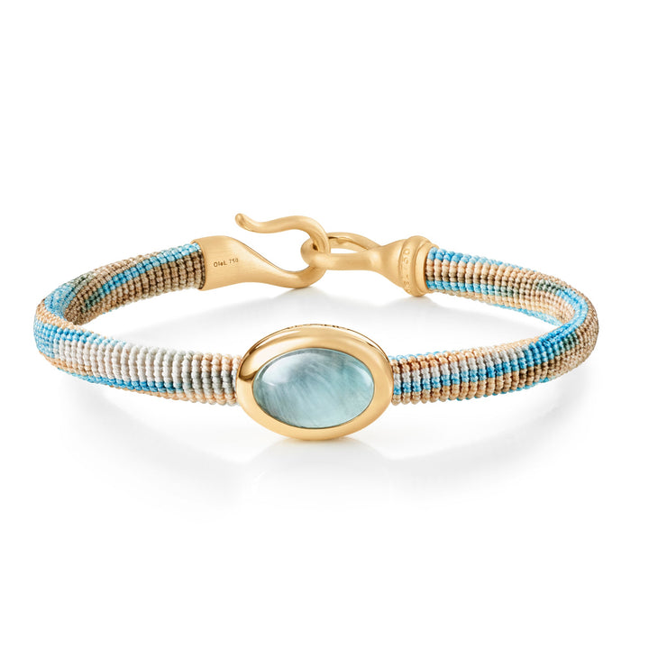 Life Cornflower Armband 6mm I 18K vergoldet I Aquamarin