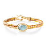 Life 6mm Golden 18K Gold Bracelet w. Aquamarine