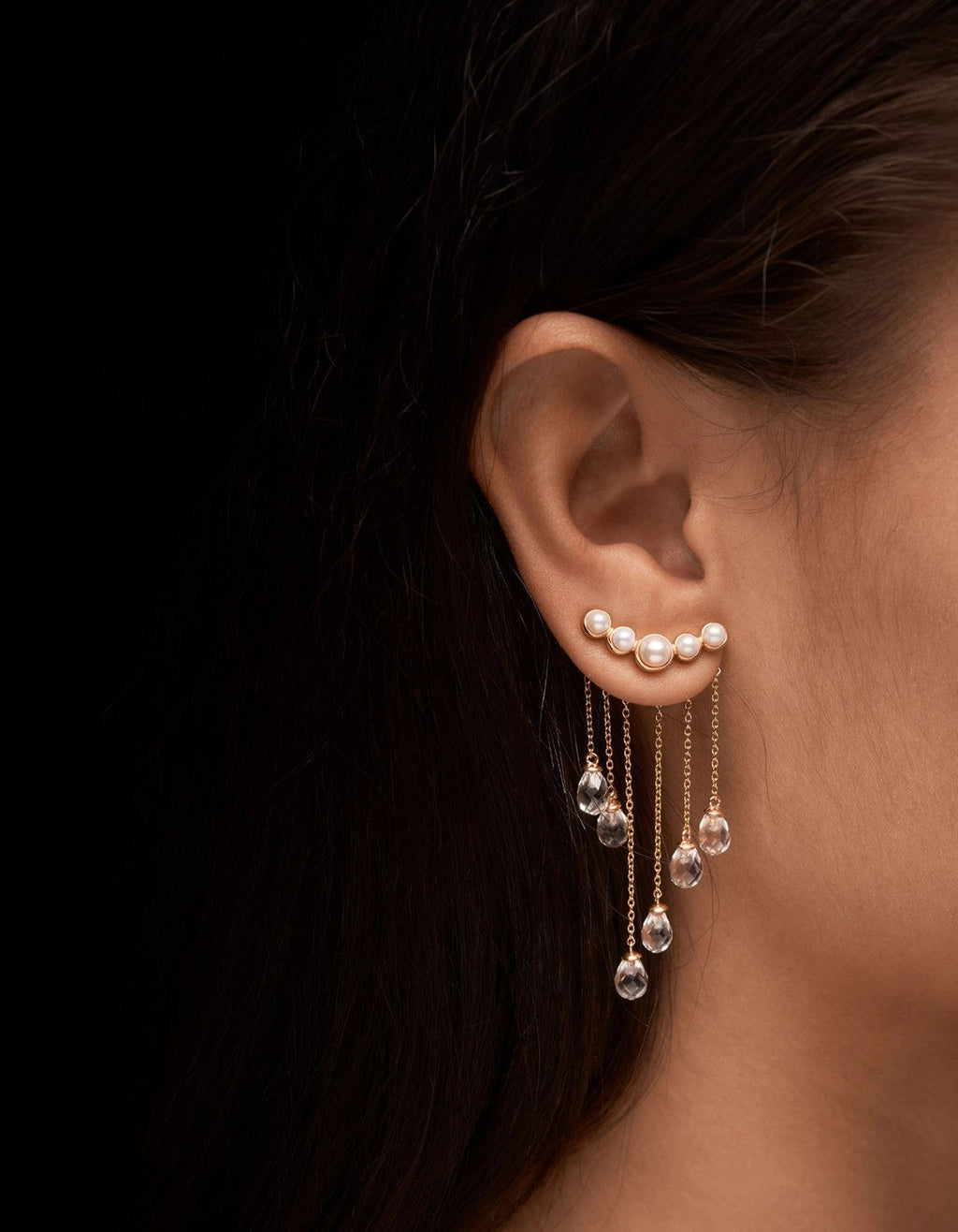 Rain Gold Plated Earring w. Gemstones