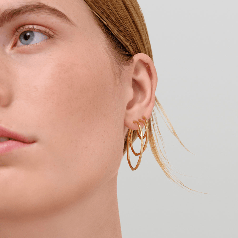 Bamboo Small 14K Guld Hoops