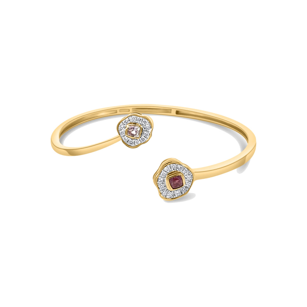 Desert Rose 18K Gold Bangle w. Sapphires & Diamonds