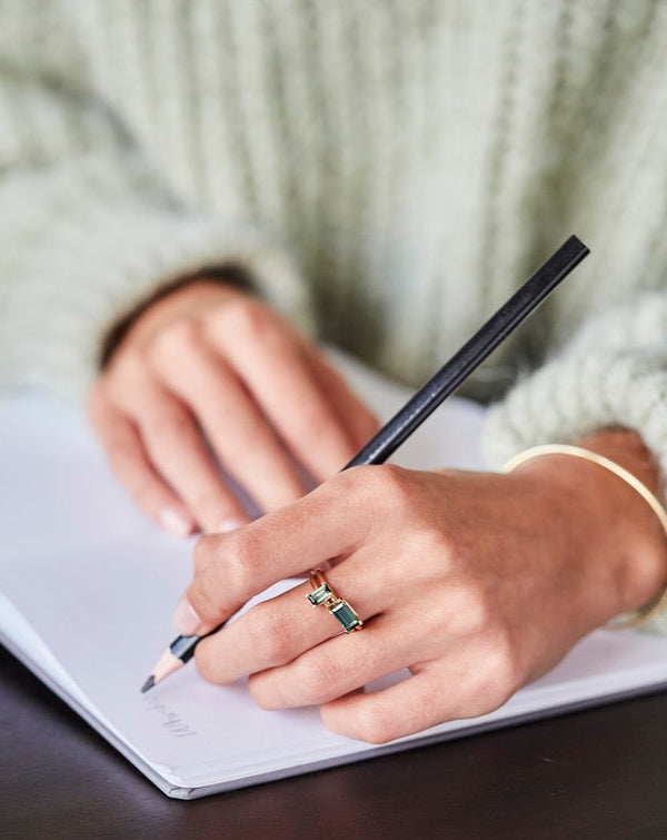 Nord Green 18K Gold Ring w. Tourmaline & Diamond