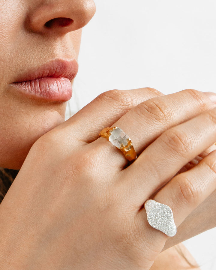 IX Crunchy Mini Oval Silber Ring