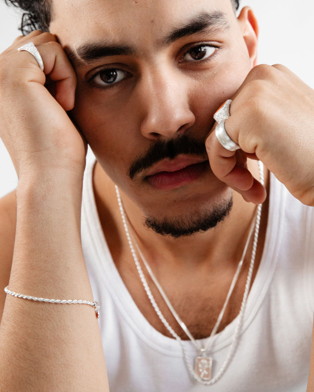 IX Crunchy Cushion Silver Ring w. Amber Enamel