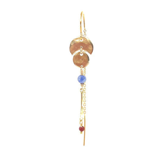 Qiara Blue 14K Gold Plated Earring w. Beads & Aventurine