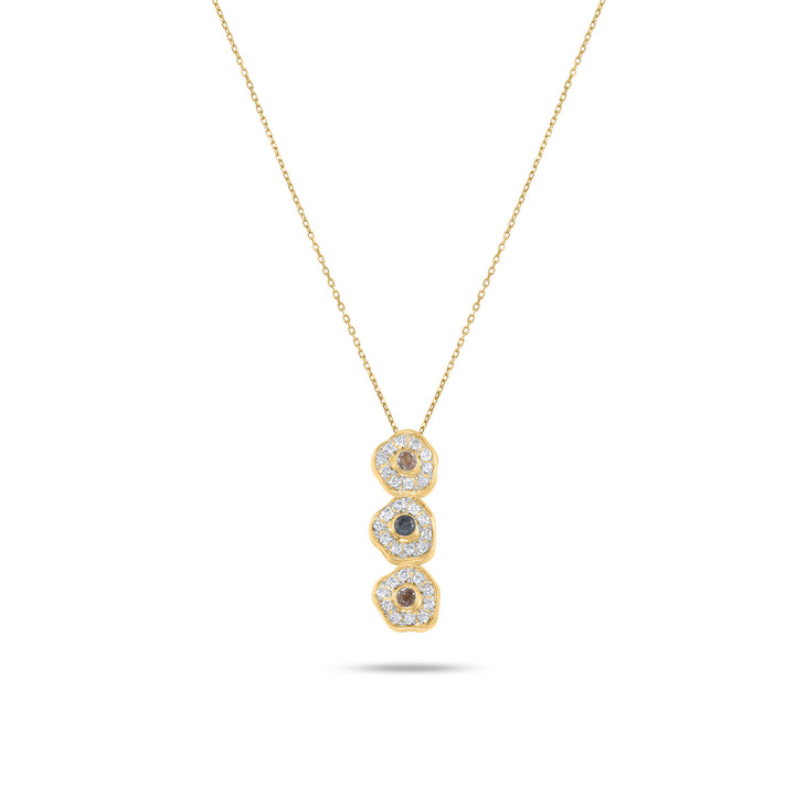 Desert Rose 18K Gold Necklace w. Sapphires and Diamonds