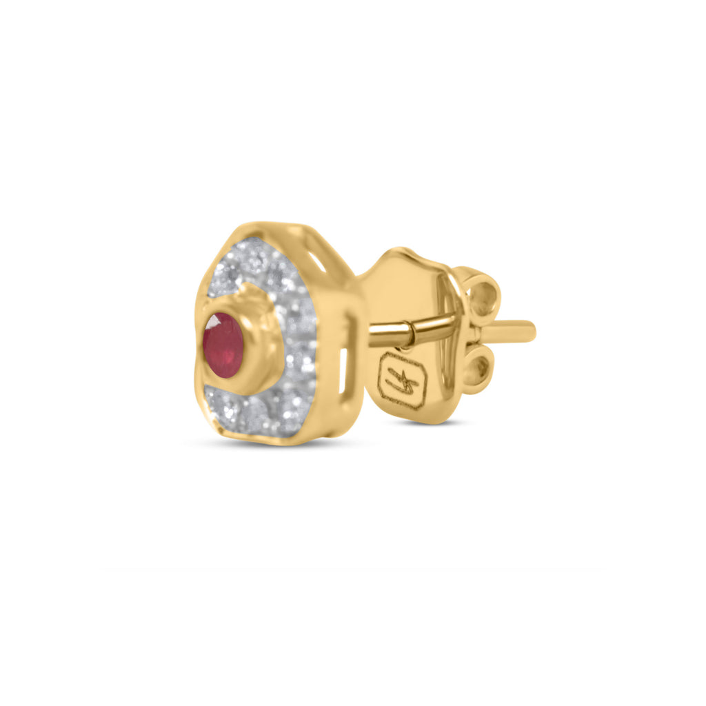 Desert Rose 18K Gold Earrings w. Rubies & Diamonds