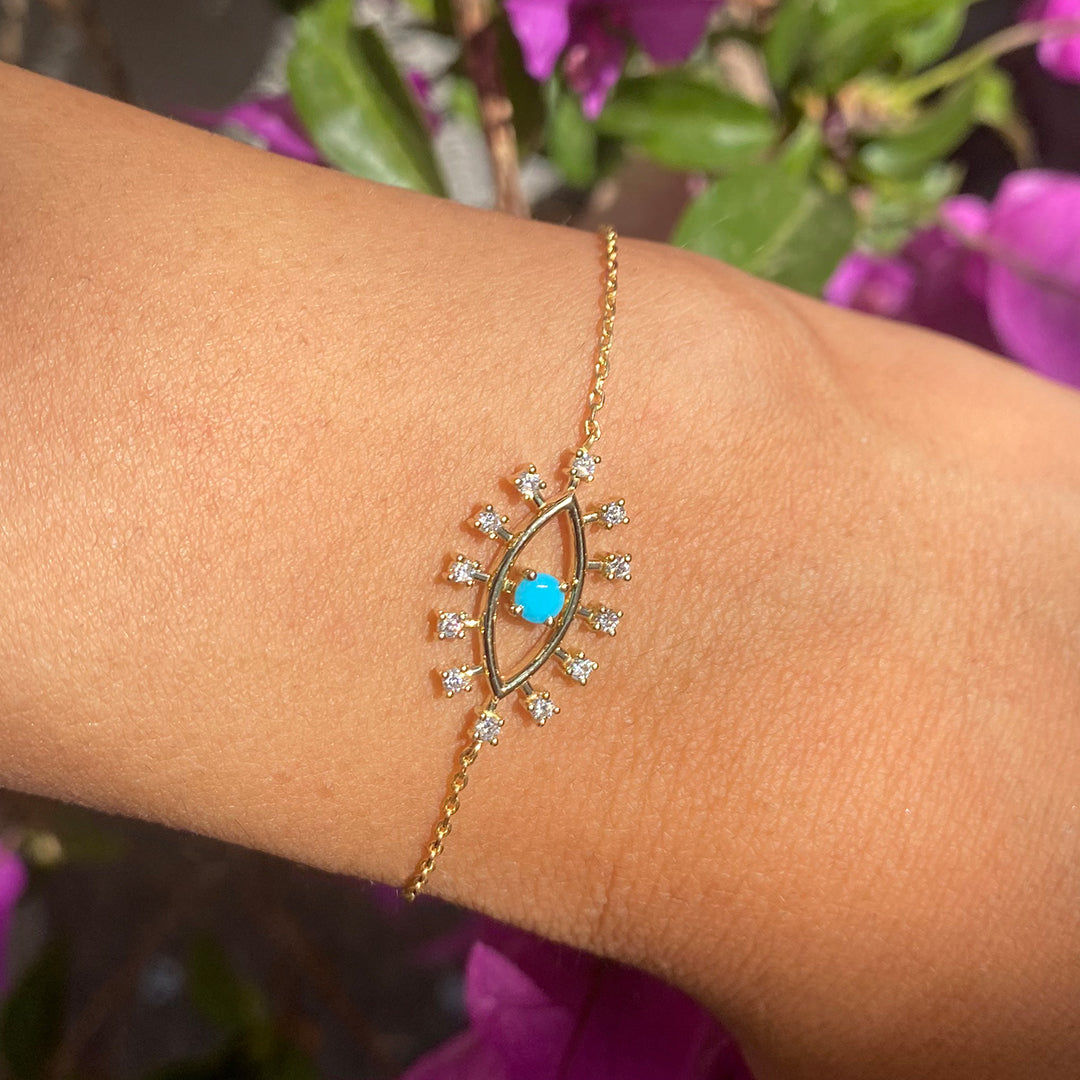 Evil Eye 18K Gold Bracelet w. Diamonds