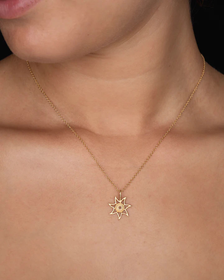 Sun Small 18K Gold Pendant