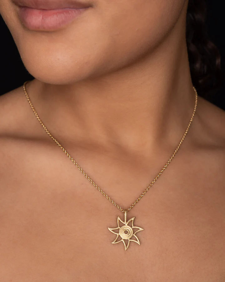 Sun Large 18K Gold Pendant