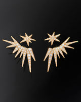 Funky Shooting Stars 9-pointed 18K Gold Earring-pendant w. Diamonds