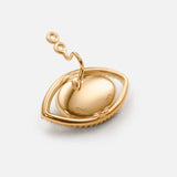 Evil Eye 18K Gold Earring Pendant w. Tiger's Eye, Onyx, Turquoise & Diamond