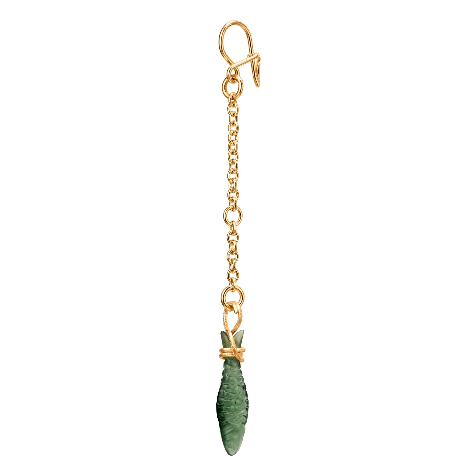 Young Fish 18K Gold Earring-Pendant w. Serpentine Fish