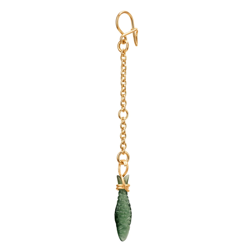Young Fish 18K Gold Earring-Pendant w. Serpentine Fish