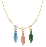 Young Fish 18K Gold Pendant w. Aquamarine Fish