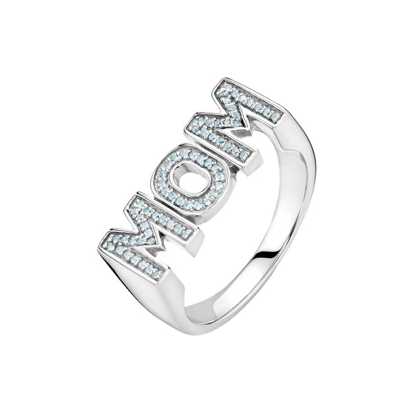 Mom Sky Silver Ring w. Crystals