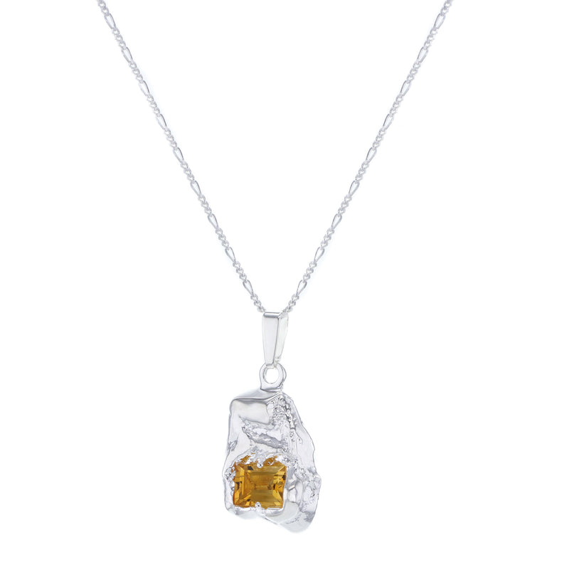 Hasla | Single Entity Silver Necklace w. Orange Zirconia