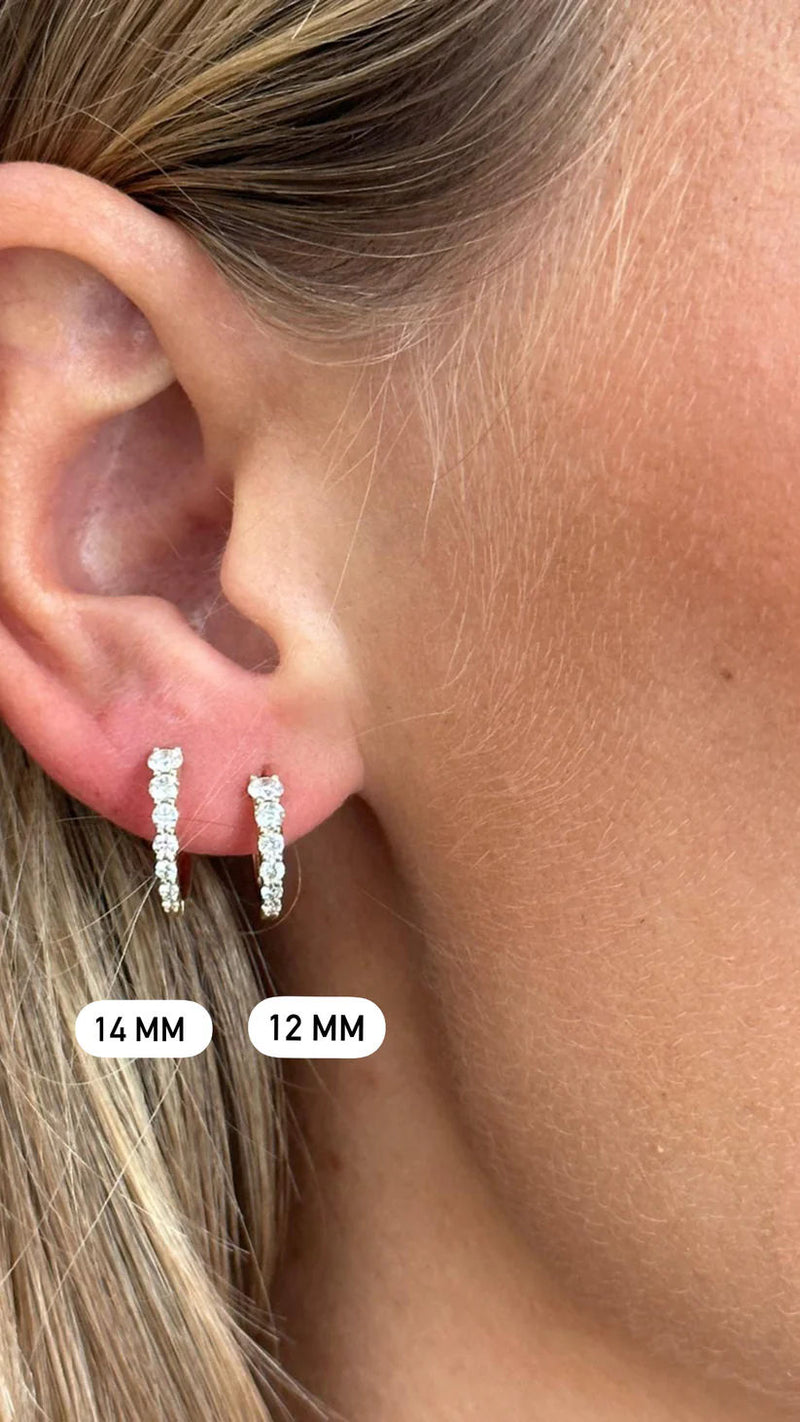 Emelie 14K Guld eller Hvidguld Hoops m. Diamanter