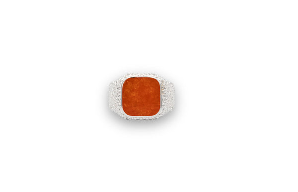 IX Crunchy Cushion Sølv Ring m. Ravfarvet Emalje