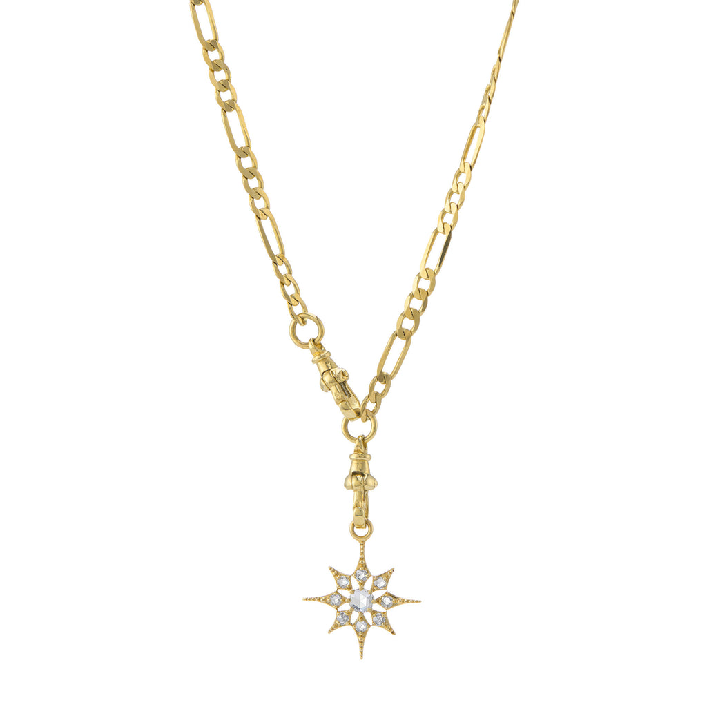 London Flats Diamond Astra Star 9K Gold Necklace w. Diamonds