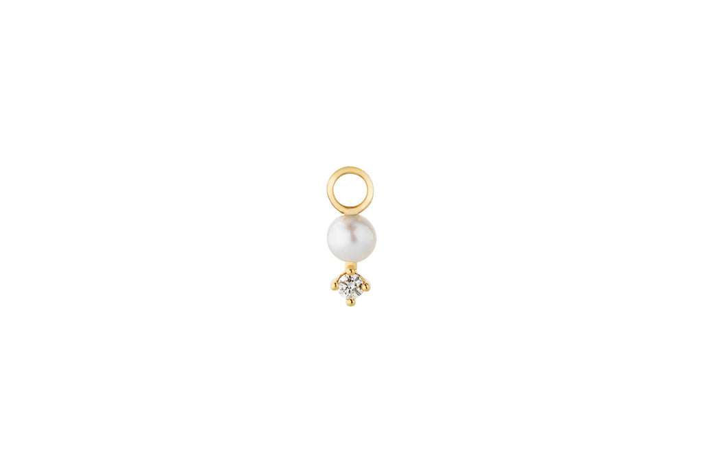 Diamond & Perle Hoop Charm 14K Gold Ohrring-Pendant