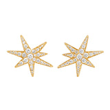 Medium Funky Shooting Stars 18K Gold Stud w. Diamonds
