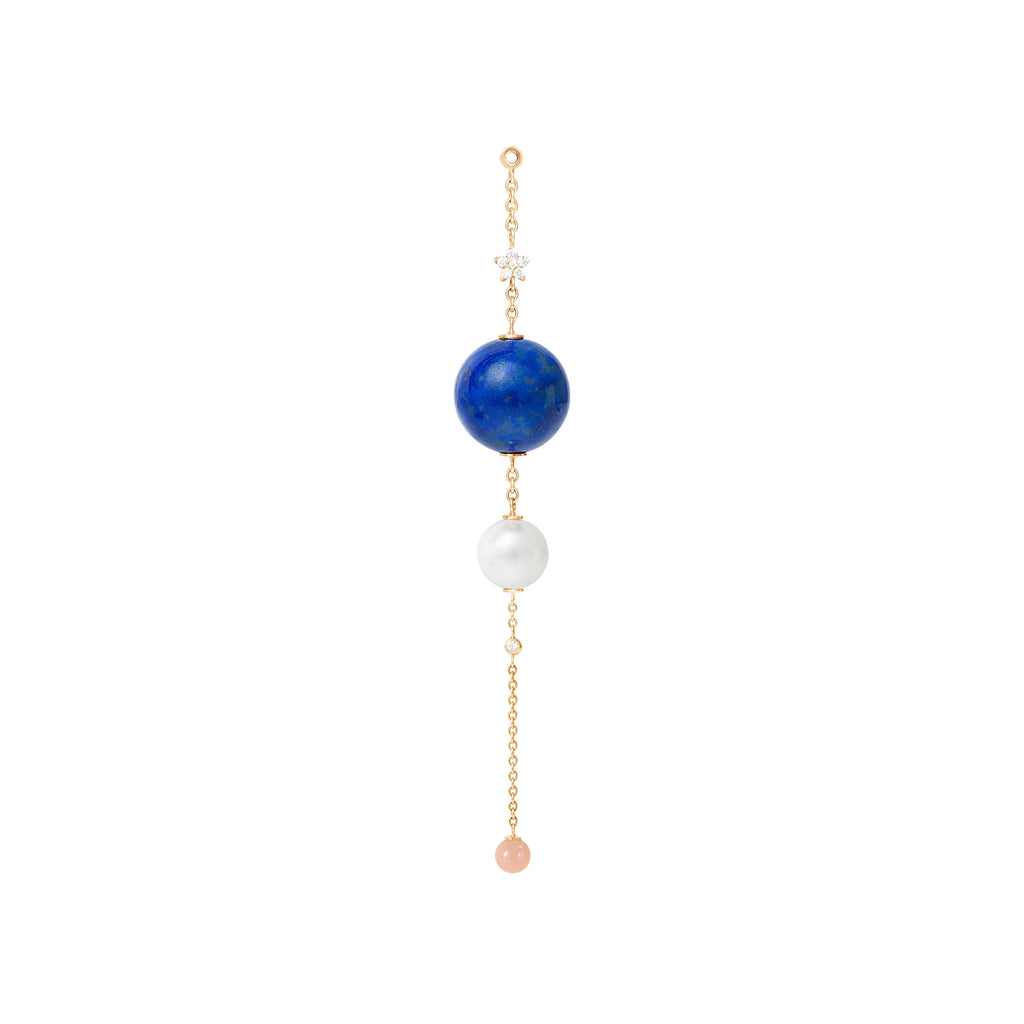 Special Edition 18K Gold Earring-pendant w. Diamond, Amber & Aquamarine