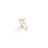Shooting Stars 18K Gold Ring w. Diamonds & Pearl