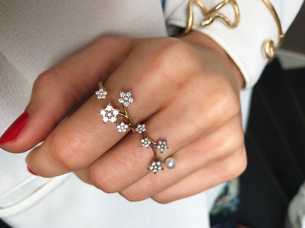 Shooting Stars 18K Gold Ring w. Diamonds