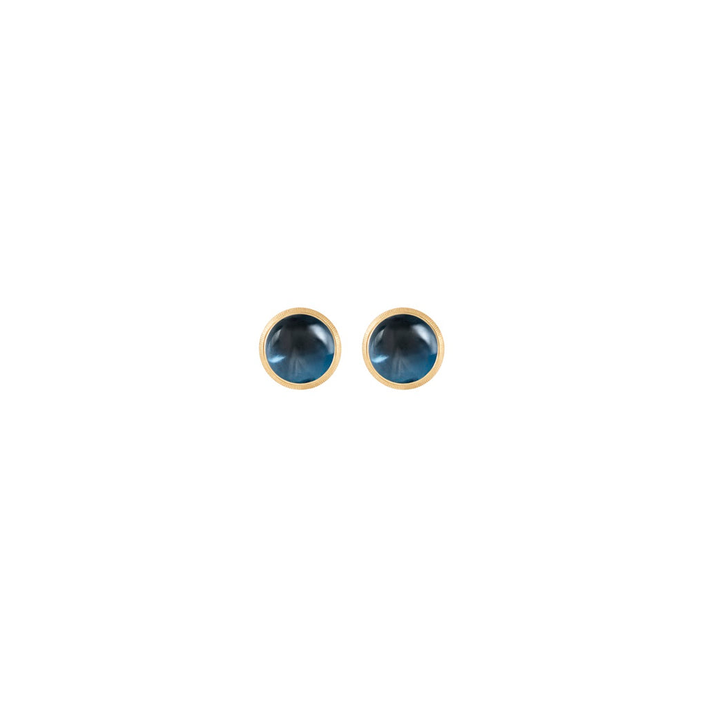 Lotus 18K Gold Studs w. Topaz