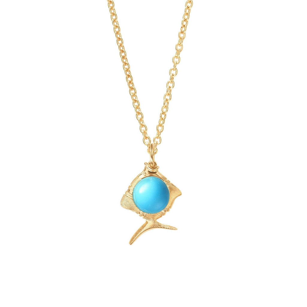 Young Fish 18K Gold Pendant w. Turquoise