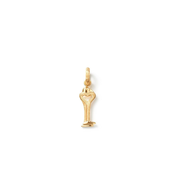 Bird Family 18K Gold Key Charm w. Lock