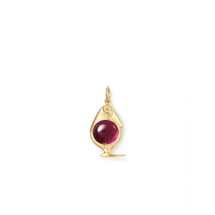 Bird Family 18K Gold Pendant w. Tourmaline