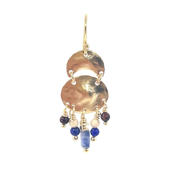 Rina Blue 14K Gold Plated Earring w. Beads & Gemstones