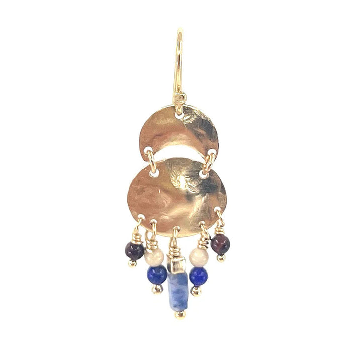Rina Blue 14K Gold Plated Earring w. Beads & Gemstones