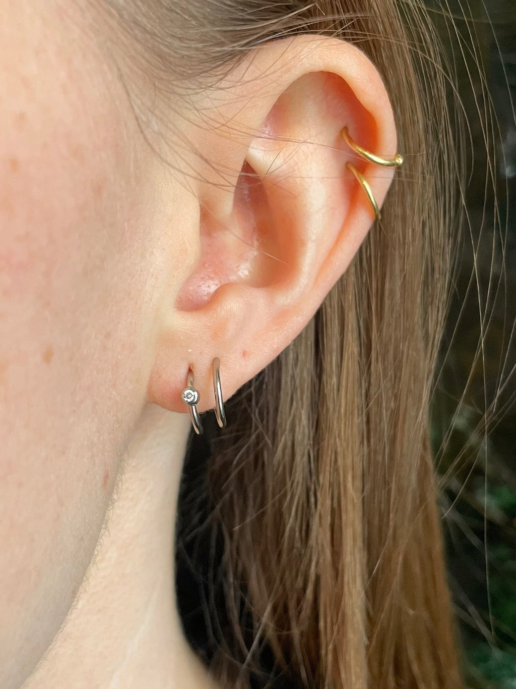 Spiral 18K Hvidguld Øreringe m. Diamanter