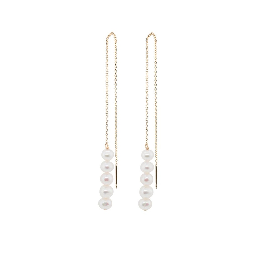 5+5 Perle Forgyldte Øreringe m. Perle