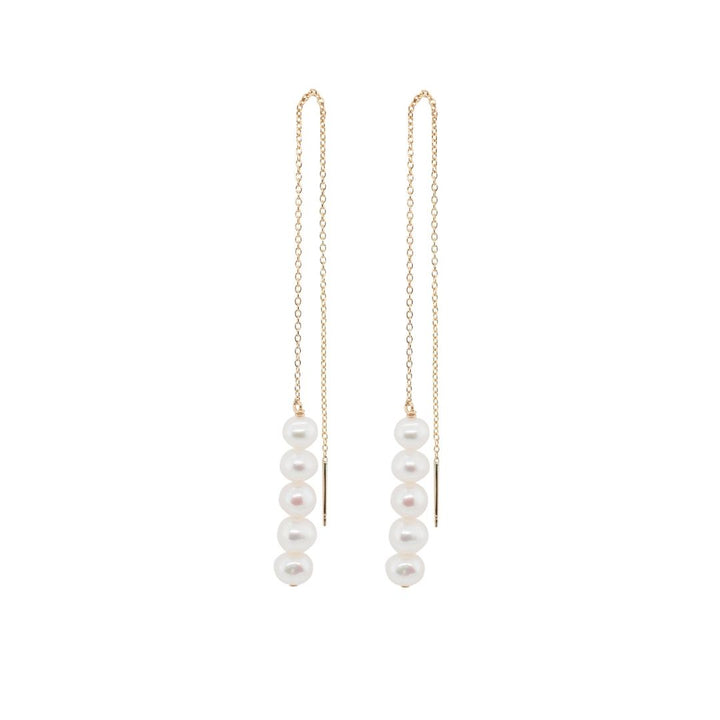 5+5 Perle Forgyldte Øreringe m. Perle