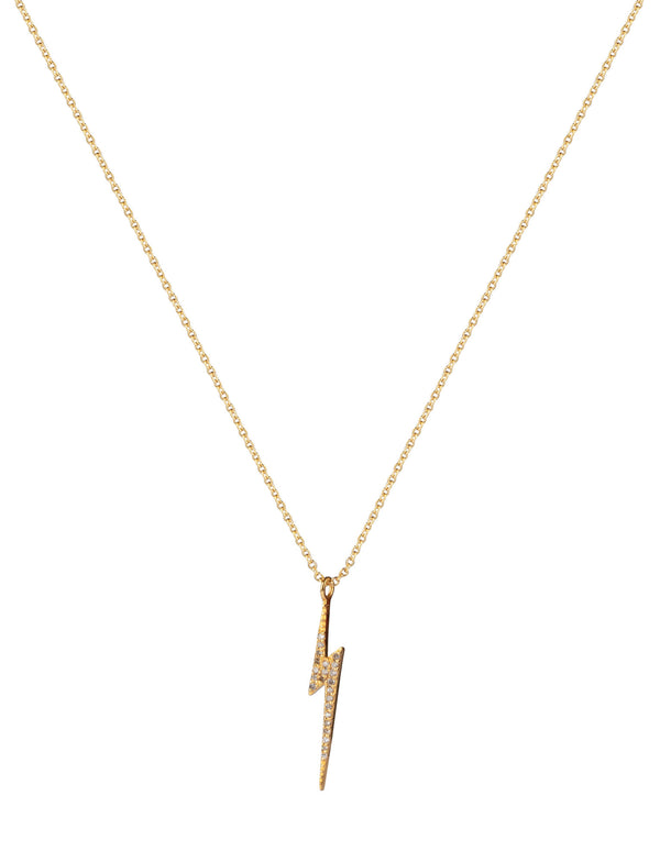 Bolt Gold Vermeil Necklace w. Diamonds