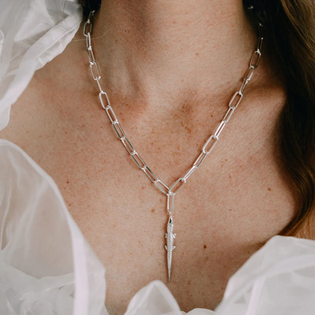Alligator Silver Necklace