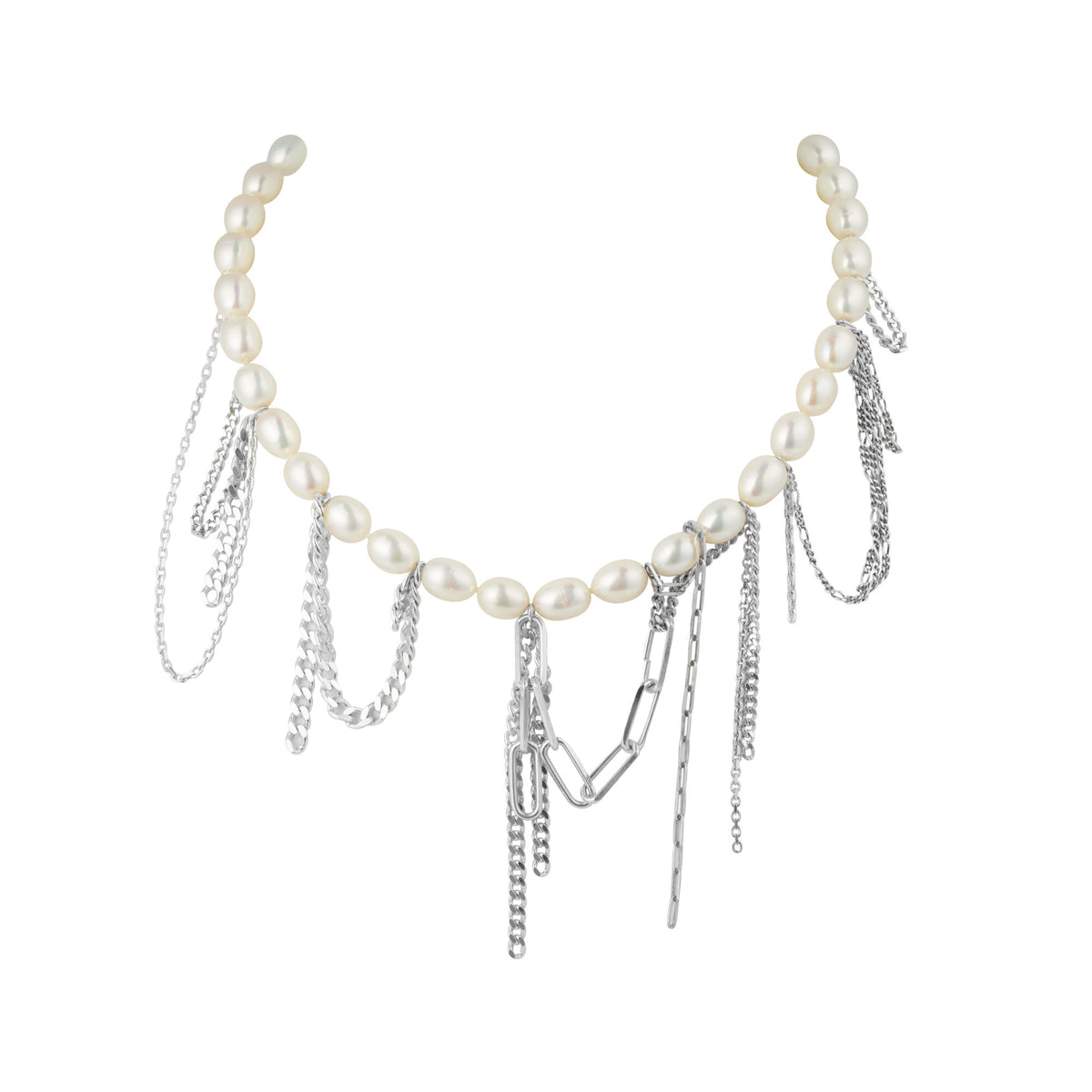 Tangled Pearl Silver Necklace