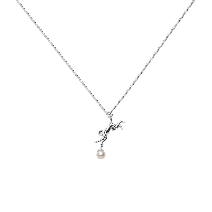 Monkey Silver Necklace w. Pearl
