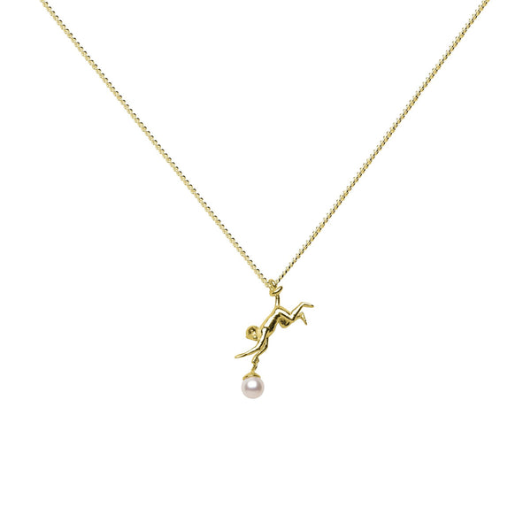Monkey Gold Plated Necklace w. Pearl