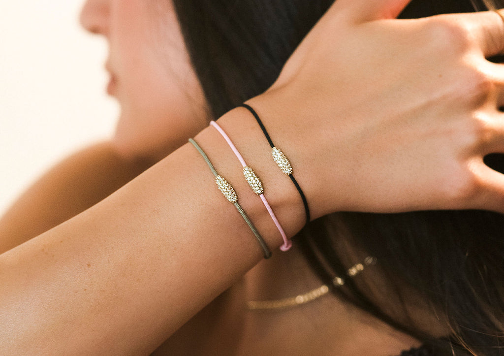 Pavé Cord Black 14k Gold Bracelet w. Lab-Grown Diamonds