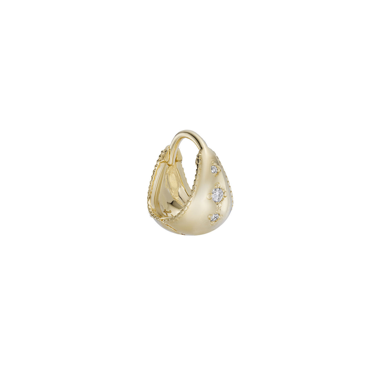 Mini Dôme Diamond Scatter 9K Gold Hoop w. Diamonds